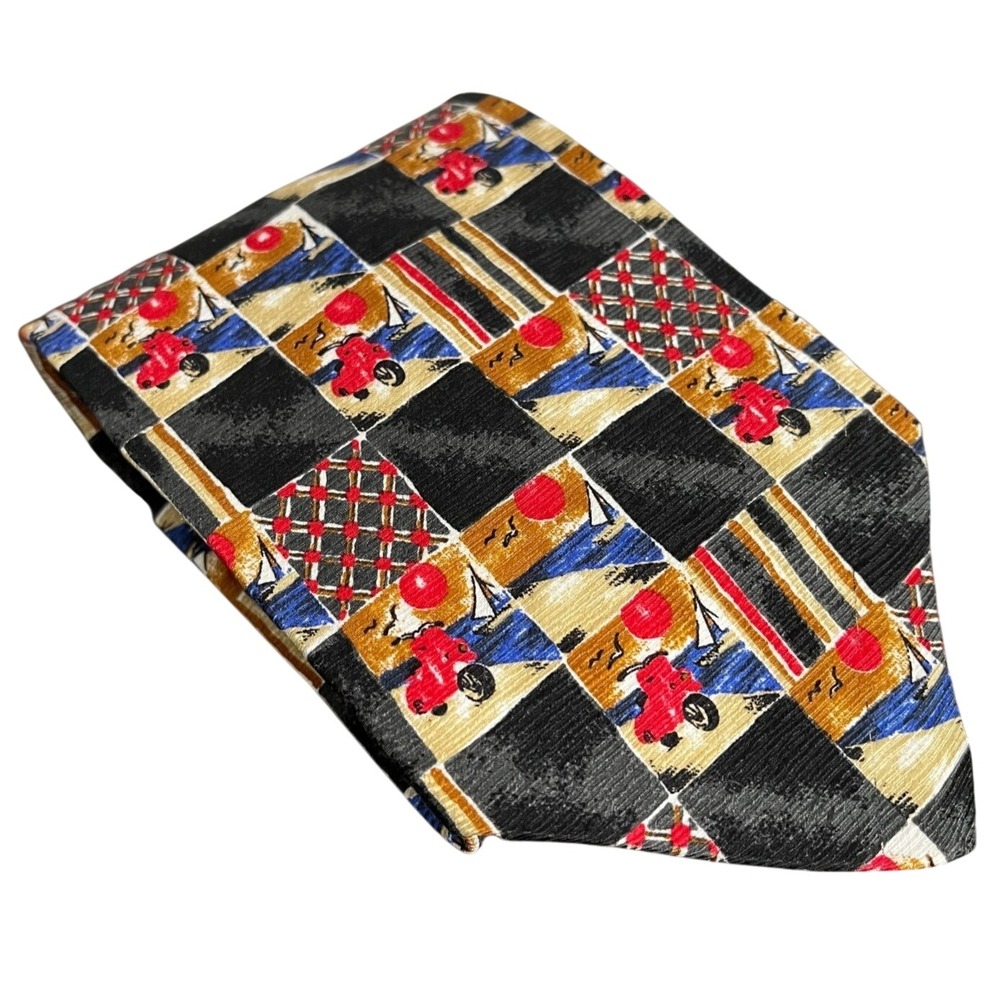 Collection Européennes Mens Silk Tie Novelty‎ Scooter Sailboat Patchwork Canada